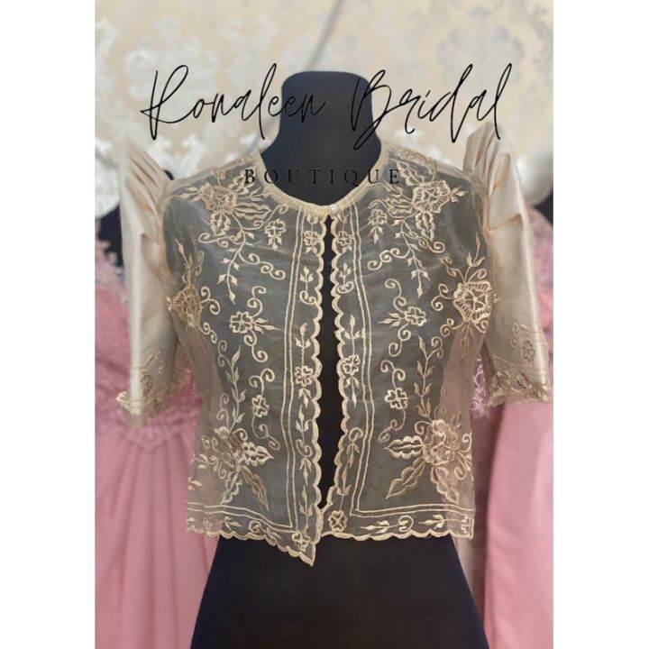 'Luisa' Bolero Filipiniana Sleeves (Snow White)