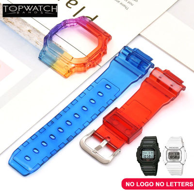 for DW5600 Bezel + Silicone Watchband GW5610 Replacement Sports Waterproof Watch transparent Watch Band Rubber Strap