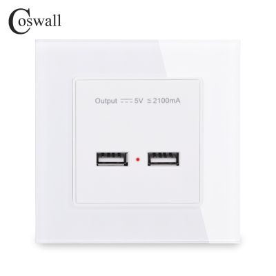 【NEW Popular89】 COSWALL WallSocketUSBInduction พอร์ตชาร์จ For5V 2.1A เอาต์พุต CrystalPanel