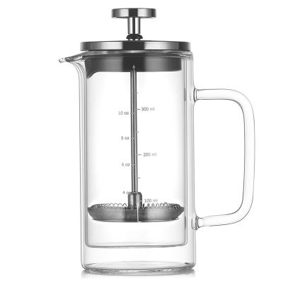 Double Layer High Borosilicate Glass Press Pot Press Filter Coffee Apparatus French Coffee Pot with Scale