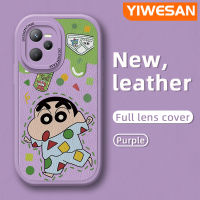 YIWESAN เคสสำหรับ Realme C35 C31 Narzo 50A Prime Case การ์ตูน Crayon Shin-Chan ลายดีไซน์ใหม่กันกระแทกเคสใส่โทรศัพท์หนังซิลิโคนนิ่มเลนส์กล้องถ่ายรูปเคสป้องกันรวมทั้งหมด