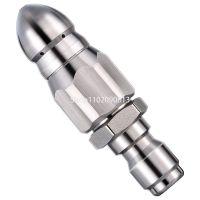 1/4inch Stainless Steel Pressure Washer Drain Sewer Cleaning Pipe Jetter Spray Quick Plug Drain Hose Nozzle Back Wear Resistance Pipe Fittings Accesso