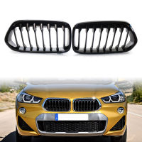 1คู่ Glossy Black รถกันชนหน้า Grille Kidney Grill เดี่ยว Slat สำหรับ BMW X2 Series F39 2018 2019 2020 2021พลาสติก ABS