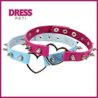 PETI DRESS เครื่องหนังแท้ สร้อยคอปกคอ พังก์สไตล์ ปรับได้ปรับได้ จี้สร้อยคอ ของใหม่ หัวใจลูกพีช โซ่คล้องคอ สำหรับผู้หญิง