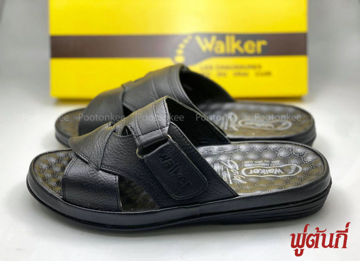 รองเท้า-walker-รุ่น-m7215-รองเท้าแตะวอคเกอร์-รองเท้าหนังแท้-สีดำไซส์-41-45-ของแท้