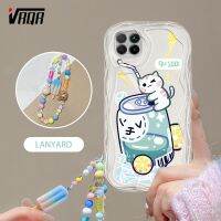 VRQR INS เคสโทรศัพท์สไตล์  สำหรับ Huawei Nova 7i Nova 6SE ลายขวดใส่น้ำอัดลมและลูกแมวน่ารักกับ Lridescence สร้อยข้อมือไอศกรีม