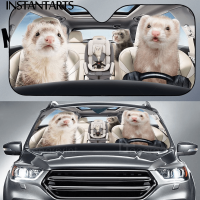 INSTANTARTS Ferret Family Design Heat Reflector Windshield Sunshade UV Sun Sun Shade Interior Protector Car Sunshade Cover