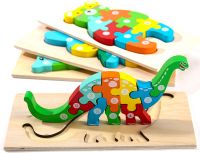 Montessori Wooden Toddler Puzzle 3D Wooden Animal Jigsaw for Toddler, Educational Learning Toys Gift for Age 3 4 5 Girls Boys