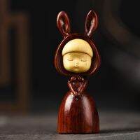 ❆ Douyin Rhino Horn Rosewood ฝัง Boxwood หนูน้อยหมวกแดงการ์ตูนกระต่ายน้องสาวไม้หัตถกรรมเครื่องประดับกระเป๋าจี้