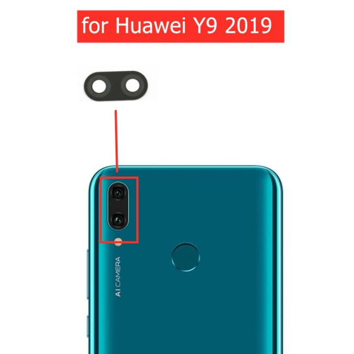 2ชิ้นสำหรับ Huawei หลัง Y9กระจกกล้องมองหลังเลนส์กระจกกล้องถ่ายรูปพร้อมกาว3ม. สำหรับ Huawei Y9อะไหล่สำหรับซ่อมอะไหล่ทดแทน