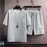 New Factory Outlet 2022 Summer Walv Ge Set MenS Trends Pure Color Short -Sleeved T -Shirt Casual Botes Penta Pants