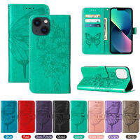 iPhone 13 Case, WindCase Butterfly PU Leather Flip Wallet Card Slots with Hand Strap, Stand Cover for iPhone 13