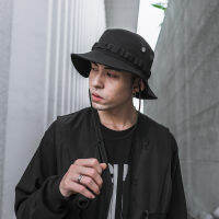 Streetwear Bucket Hat For Men Hip Hop Black Cotton Fashion Cap