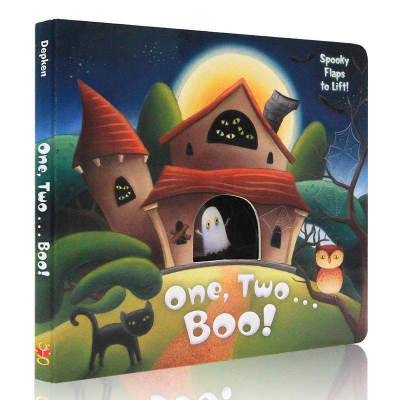 English original picture book one two boo a two boo cardboard book for young and young children English Halloween theme ghost house