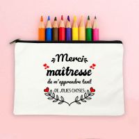 【CC】 Thanks Teacher French Print Makeup School Stationery Supplies Storage Gifts