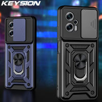 KEYSION กันกระแทกกรณีสำหรับ Xiaomi POCO X4 GT 5กรัมกดดึงกล้องแหวนป้องกันยืนโทรศัพท์ปกหลังสำหรับ POCO X4 GT 5กรัม