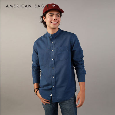 American Eagle Band Collar Linen Button-Up Shirt เสื้อเชิ้ต ผู้ชาย (NMSH 015-2369-483)