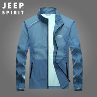 JEEP SPIRIT ผู้ชาย Sun เสื้อผ้าป้องกัน UV Protection กีฬากลางแจ้งเสื้อผ้า Windbreaker แจ็คเก็ตมีฮู้ดฤดูร้อนน้ำแข็งผ้าไหม