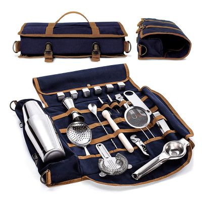 【CW】 New Bar Bartender Carrying Canvas Toolkit Pack Cocktail Shaker Set Storage
