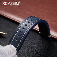 REMZEIM Vintage Blue Leather Strap 18Mm 20Mm 22Mm 24Mm For Men Women Replacement Watchband Watches celet Solid Buckle