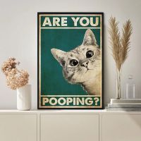 2023☃☼♗ S146 Are You Pooping Poster Funny Bathroom Sign Canvas Prints Cute Cat Quote Art for Toilet Painting Wall Picture WC Decor