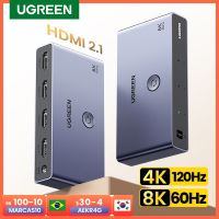 UGREEN HDMI 2.1 Switcher 8K 60Hz 4K120hz HDMI-สวิตช์ที่เข้ากันได้3 In 1ออกพร้อมรีโมทคอนโทรลเลอคอนเวอร์เตอร์สำหรับ Xbox จอภาพ PS5