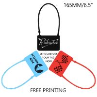 100 Custom Clothing Tags Plastic Garment Apparel Bag Security Logo Gift Travel Hang Labels White Black 165mm/6.5