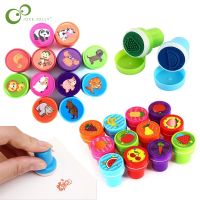 16pcs/lot Children Toy Stamps Cartoon Animals Fruits Kids Seal For Scrapbooking Photo Album Decor Stamper DIY stamper Toys