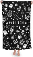 【DT】 hot 【DT】 hot Magical Skull Cat Moon Gothic Pattern Black Beach Towel Bath Pool Camping Travel Towel Quick-Dry Super Absorbent Beach Blanket