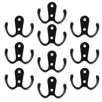 10pcs 2-Pronged Coat Hooks Wall-mounted 2 Hole Towel Hanger for Coats Hats Clothing Clothes Hangers Pegs