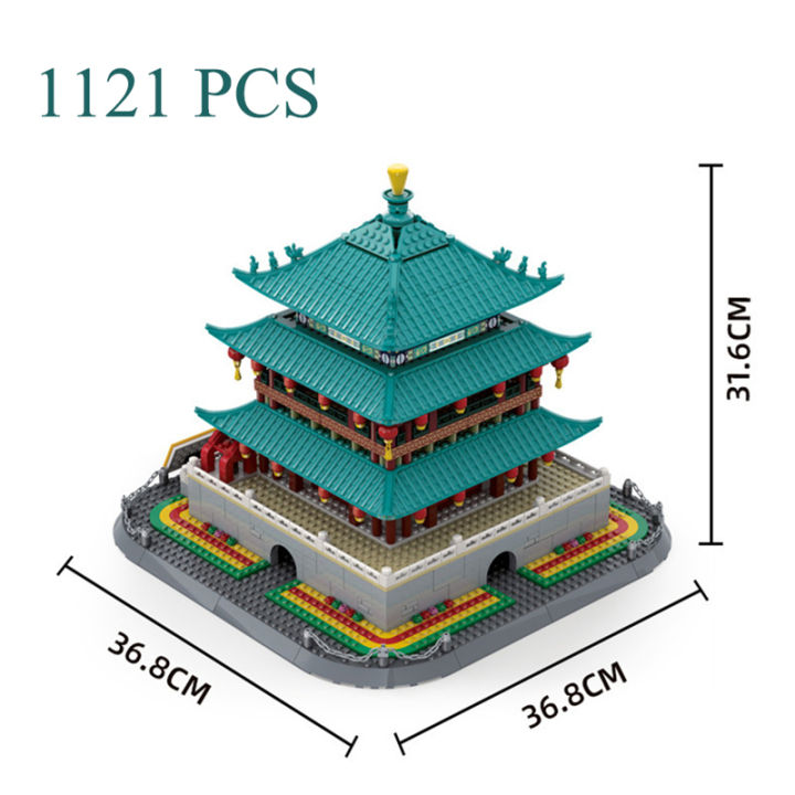 city-street-view-สถาปัตยกรรมจีน-xian-bell-tower-building-blocks-ประกอบอิฐก่อสร้างของเล่นเด็ก-xmas-ของขวัญ