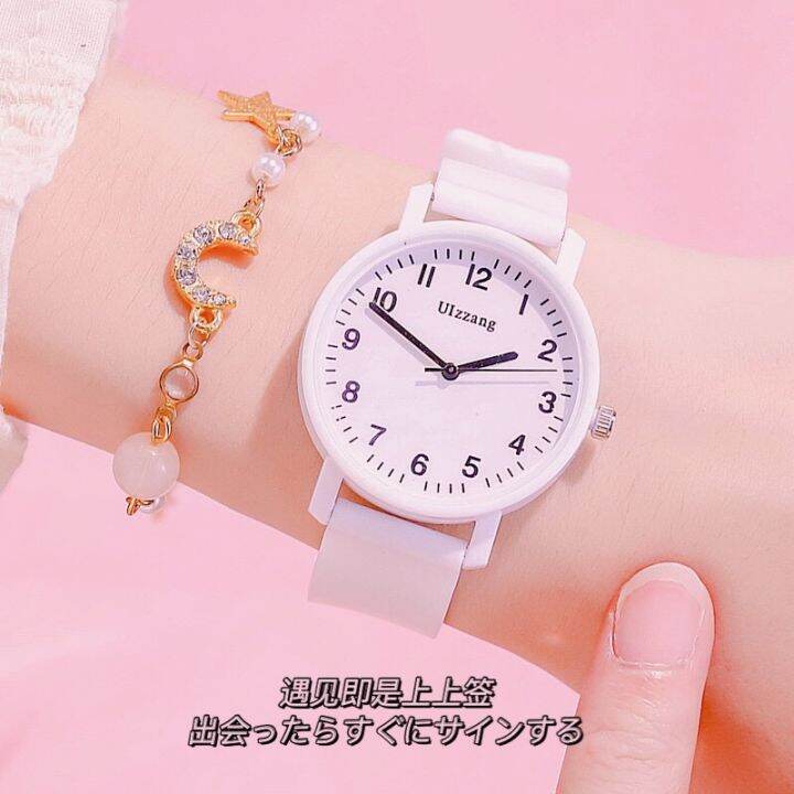 Women Watch Cartoon Jelly Numbers Dial celet Watches Set Ladies Rubber