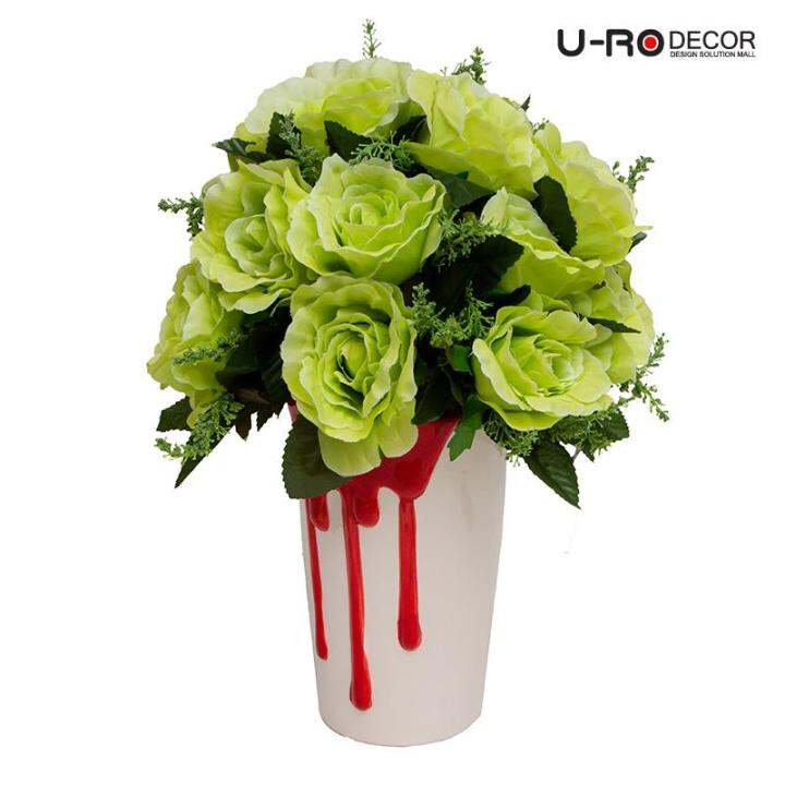 u-ro-decor-รุ่น-ช่อลิลลี่-amp-กุหลาบคละสีในกระถางดอกไม้-flow-m-red-โฟลว-เอ็ม-สีแดง-ยูโรเดคคอร์-กระถาง-แต่งบ้าน-ใส่ของ-ดอกไม้-ประดิษฐ์-flower-ช่อดอกไม้