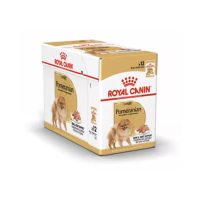 [ยกกล่อง 12 ซอง] Royal Canin Pomeranian Adult Pouch Loaf อาหารเปียกสุนัขโต พันธุ์ปอมเมอเรเนียน อายุ 8 เดือนขึ้นไป (โลฟเนื้อละเอียด, Wet Dog Food, โรยัล คานิน)