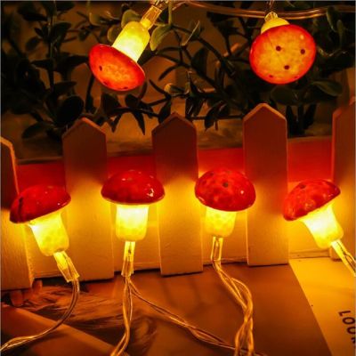 Mushroom String Lights USB Battery Powered Warm White Garden Garland For Holiday Christmas Party Waterproof Fairy Lights