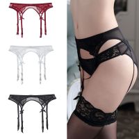 CC5H ถุงน่อง Garter ดอกไม้ เอวสูง Garter Belt Suspender Garter Lace Sheer สำหรับถุงน่องสูง เข็มขัดยางยืด