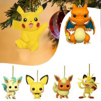 Pokemon จี้ตกแต่งคริสต์มาสอะคริลิคกระจกมองหลังรถยนต์แบบแขวนฟิกเกอร์อนิเมะ Pikachu Eevee รุ่นแบนของขวัญฮาโลวีน