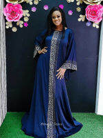 ผู้หญิงแอฟริกันชุดเรยอนผ้า Hot Fix Rhinestone เครื่องประดับแฟชั่นหรูหรา Plus ขนาด Robe