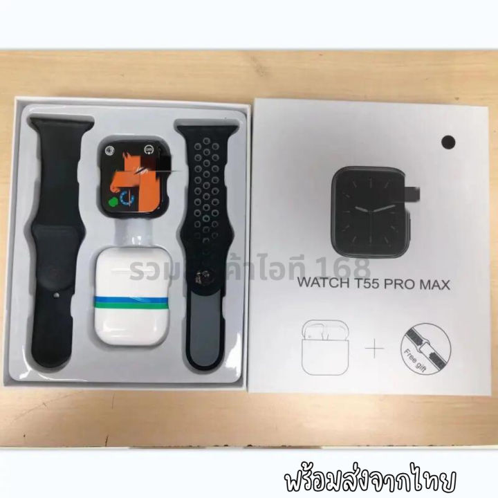 free-shipping-cod-tws-earphone-t55-pro-max-smartwatch-with-earbuds-touch-control-sleep-monitor-bt-music-bluetooth-earphone