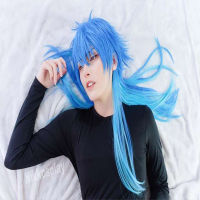 xiao ใบสีฟ้า DRAMAtical Murder Setagaki Cangye การไล่ระดับสีฟ้าที่มีความยาวปานกลาง COS วิกผม wig