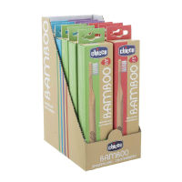 Chicco Bamboo Toothbrush 3 Years Up แปรงสีฟันไม้ไผ่ ธรรมชาติ 100% ขนแปรงเรียวเล็ก อ่อนนุ่มเป็นพิเศษ (คละลาย)