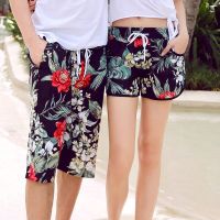 New Style Beach Pants Green Leaf Safflower Mens Shorts Quick-drying Couple Beach Pants Swimwear