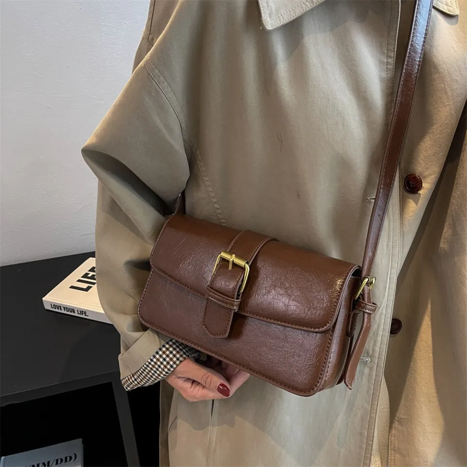 Vintage Fashion Crossbody Bags For Women Triple Compartment Changeable Dual  Straps Pure Color Square Shoulder Messenger Bag 2022