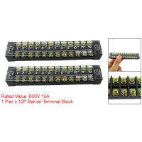 Dual Row 12 Position Shining Fixed Barrier Terminal Block 600v 15a