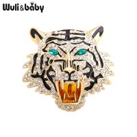 Wuli amp;baby Rhinestone Roaring Tiger Brooches Women Men Big Tiger Head Party Casual Brooch Pins Gifts