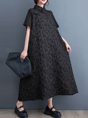 XITAO Dress Vintage  Stand Collar Women Dress