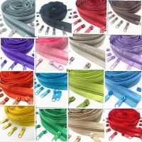 ◑♚ 5 Meters (5.4Yard ) 5 (20 Colors) Long Nylon Coil Zipper with 10pcs Zipper Slider for DIY Sewing Clothing Accessories