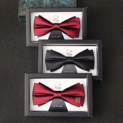 Lights Joy Bow Tie Male Wedding Groom Wine Red Black Double Happiness Jacquard Best High-End Mens Korean Version