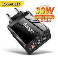 Essager 30W ที่ชาร์จเร็วอะแดปเตอร์พอร์ตชาร์จติดผนัง3 USB QC3.0 QC 4.0ปลั๊กหลายรูชาร์จเร็วสำหรับ Oppo A5s Vivo Y11 IPhone 12 Samsung Xiaomi แอนดรอยด์