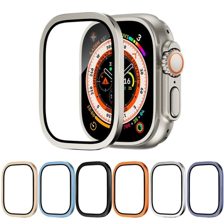 sameple-เคสสำหรับมือถือ-ตัวป้องกันหน้าจอ-กระจกเทมเปอร์-โลหะสำหรับตกแต่ง-กรอบโลหะโลหะ-ของใหม่-ป้องกันรอยขีดข่วน-ฟิล์มกันรอย-สำหรับ-apple-watch-ultra-49mm-สมาร์ทวอทช์